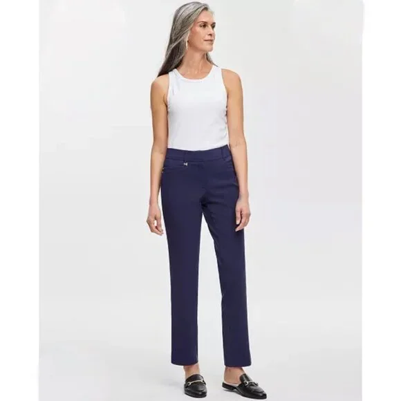 NWT JM Collection Straight Leg Pants Navy Blue Size 14S - Picture 1 of 7
